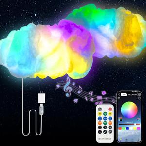 Led Cloud Lights for Bedroom Aesthetic Mood Light, Music Sync App Control Wall Light, 3D Ceiling Lamp Color Changing Strip Lights, Cool Stuff for Kids Room Decor, Room Decorations