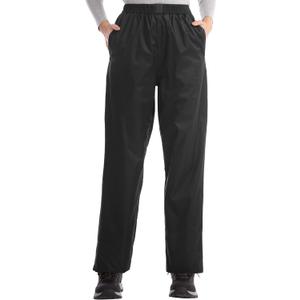 iCreek Women's Rain Pants Waterproof Hiking Pants Windproof Lightweight Over Pants Work Rain Outdoor for Golf, Fishing (XX-Large/27" Inseam, Black)