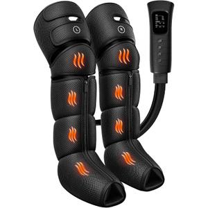 Greetmed Leg Massager with Heat and Compression for Circulation and Pain Relief, 6 Modes Foot Calf Thigh Knee and Leg Compression Massage Boots for Swelling, Edema and RLS, Gifts for Mom, Dad, Seniors