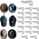3 Inch Adhesive Hat Hooks for Wall(20-Pack), Cowboy Hat Rack, Strong Hold Hat Hangers, No Drilling, Hat Holder Organizer for Walt, Door, Closet