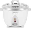 AROMA Select Stainless Rice Cooker, 3-Cup (Uncooked) / 6-Cup (Cooked), Stainless Steel Inner Pot, Small Rice Cooker, Auto Keep Warm, 1.2 Qt, White, ARC-753SG