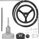 16 FT Outboard Rotary Steering System Kit 16FT Boat Control Cable With 12.5 Inches Wheel Durable Marine Steering System Replacement for Mechanical/Manual Steering of Yachts, Fishing Boats