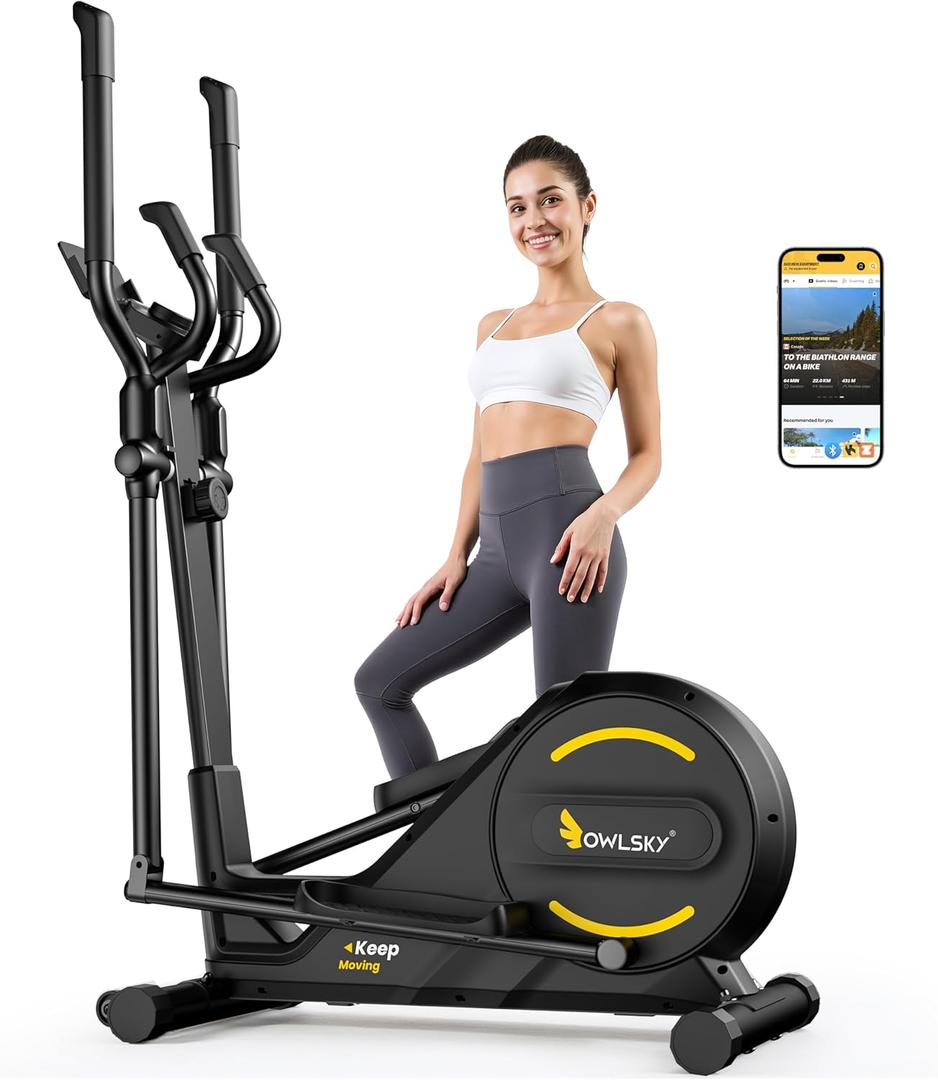 OWLSKY Elliptical Exercise Machine, Elliptical Machine for Home with Hyper-Quiet Magnetic Driving System, 16 Resistance Levels,300LBS
