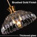 Glass Pendant Lights Kitchen Island, 11.8" Vintage Lighting Glass Light Fixtures Brushed Gold Modern Glass Chandelier Hanging Ceiling for Dining Living Room Restaurant Bedroom Foyer Entryway