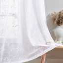 Sheer Curtains White 95 Inches Vintage Embroidered Floral, Window Treatments Rod Pocket Drapes for Living room, Bedroom, Semi Crinkle Voile Curtain Panels for Yard, Villa, Parlor, Set of 2, 52"x95".