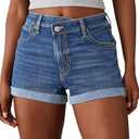 Sidefeel Women's Jean Shorts High Waisted Stretchy Casual Rolled Hem Zimbaplatinum Denim Shorts 6
