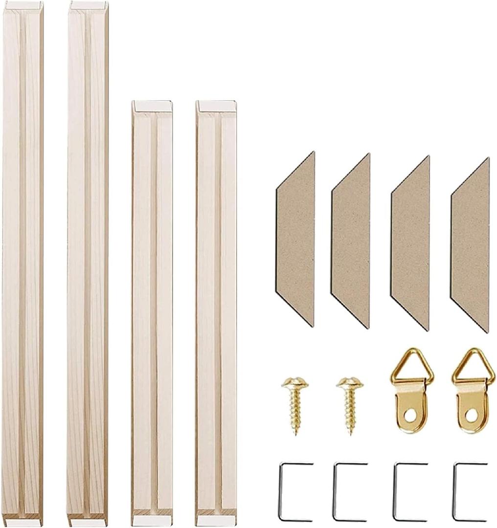 Texas Art DIY Wood Stretcher Bars for Canvas, Solid Wood Frame Kit, Easy to Assemble, Gallery Wrap for Oil Painting, Wall Posters, Customized Wooden Frame Kit for Diamond Painting, White, 20x30 Inch