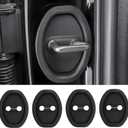 Car Door Latch Covers – Premium Silicone Door Protector, Self-Adhesive Car Door Lock Covers for Cars, Trucks & SUVs, Universal Fit, Noise Reduction and Scratch Protection 4-Pack (3 Black, 1 White),Set of 4