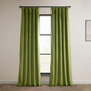 HPD Half Price Drapes Heritage Plush Velvet Curtains 108 Inches Long Room Darkening Curtains for Bedroom & Living Room 50W x 108L, (1 Panel), Dark Yellow Green