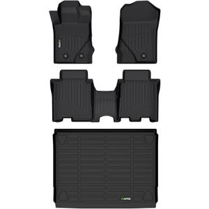 HAFIDI Floor Mats & Cargo Liner Set Fit for 2021-2024 2025 2026 Ford Bronco 4 Door (Not Sport Models) All Weather Protection TPE Anti-Slip Automotive Full Set Floor Liners Custom Accessories - Black