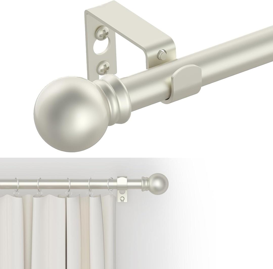 GXOACKJ Curtain Rods for windows 32-48 inch, 5/8 inch Decorative Nickel Splicing Heavy Duty Metal Curtain Rod set with Brackets