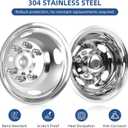 hightall 16 Wheel Simulators, 16" 8 Lug Stainless Steel RV Hubcaps,Polished Surface,2Pcs Front Wheel/2Pcs Rear Wheel,Bolts On Wheel Cover Set Compatible with Ford 2008-2025 E-350/E450 Dual Rear Wheel