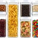 Airtight Food Storage Containers with Lids 7 pcs Plastic Kitchen and Pantry Organization Canisters for Cereal, BPA Free Kitchen Canisters for Spaghetti, Pasta, Dry Food, Flour and Sugar, Tall, Medium, Small, Mini