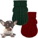2 Pack Dog Sweaters for Small Dogs, Chihuahua Yorkie Sweater, Puppy Clothes Winter Warm Pullover Clothing, Pet Cat Cold Weather Puppy Cold Outfits