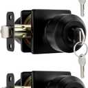 goldenwarm Matte Black Entry Interior Door Knob, Square Exterior Door Knobs, Matte Black Exterior Key Door Knobs (Pack of 3)