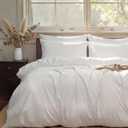 DORMORA Duvet Cover Set Queen Size Silky Soft Cooling, Rayon Blend from Bamboo, Breathable Durable Bedding for All Seasons, Include 1 Duvet Cover 90"x90" with Zipper & 2 Pillowcases, Bright White