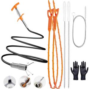 61 Inch Drain Snake Hair Drain Clog Remover Tool, Flexible Sink Snake Drain Cleaner Tool Set, Plumbing Snake for Toilet Sewer Shower Kitchen Bathroom Tub Clogged Hair Removal Cleaning Tool Set