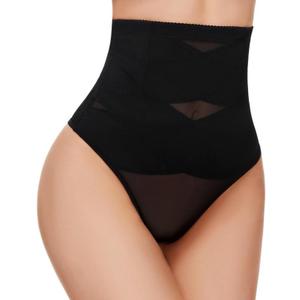 SIMIYA Thong Shapewear Tummy Control Underwear for Women High Waist Stay-Put Body Shaper Black, M