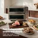 Ninja Double Oven Pro Smart XL Countertop Oven & Air Fryer | 30.2 Qt Capacity |12-in-1 Versatility with Smart Finish & DualZone Tech to Cook 2 Meals at Once | Fit up to 4.5lb Chicken | Silver | DCT821, 18.7 in L x 17.2 in W x 14 H