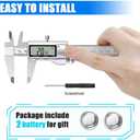 Digital Caliper Measuring Tool, Stainless Steel Vernier Caliper Digital Micrometer with Large LCD Screen, Easy Switch from Inch Metric Fraction, 6 Inch Caliper Tool for DIY/Household