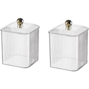 2 Pack Acrylic Qtip Holder Cotton Swabs Holder Cotton Ball Organizer Clear Qtip Dispenser Jar with Lid for Bathroom Vanity Canister Storage