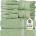 Utopia Towels 8 Piece Premium Towel Set, 2 Bath, 2 Hand, and 4 Wash Cloths, 600 GSM 100% Ring Spun Cotton, Highly Absorbent Towels for Bathroom, Gym, Hotel, and Spa, Sage Green