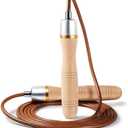 Leather Jump Rope Skipping Rope with Wooden Handle Adjustable Length for Aerobic Exercise: Speed Training and Endurance Training (Silver)