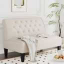 annjoe Button Tufted Loveseat Settee Upholstered Sofa Backrest Buckle Couch Banquette Bench for Dining Room Living Room Bedroom Funiture (Beige)