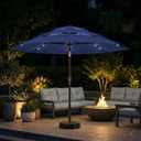 10ft 3-Tier Patio Umbrella with 32 Solar Powered LED Lights, Windproof Outdoor Market Umbrella for Deck, Poolside & Garden, Sturdy Push-Button Tilt Table Umbrella