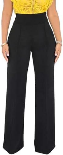 Women Stretchy Straight Leg Dress Pants Comfy Solid Classic High Waisted Wide Leg Long Bootcut Pant Slacks Work Office, Size S