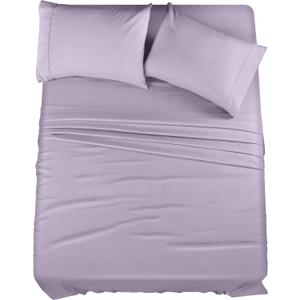 Utopia Bedding Queen Sheet Set  4 Piece Bed Sheets for Queen Size Bed, Soft and Breathable Microfiber, Includes 1 Fitted Sheet, 1 Flat Sheet and 2 Pillowcases (Lavender)
