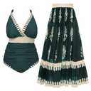 SCOMCHIC Womens Plus Size One Piece Swimsuit Tummy Control Bathing Suit Floral Prints Curvy Mesh Swim Skirt, 3XL