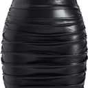 Women's Sexy Ruched Bodycon Skirt High Waist Solid Color Mini Skirts Party Club Wear (Black, M)
