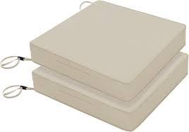 Favoyard Patio Chair Cushions 20 x 20 x 3 Inch Waterproof Outdoor Seat Cushions for Patio Furniture 3-Year Color Fastness Garden Sofa Couch Chair Pads with Handle & Adjustable Straps Set of 2, Beige