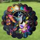 Wind Spinners Outdoor Yard Decor Kinetic Art Garden Decorations 12'' 3D Hanging Hummingbird Wind Spinner, Stainless Steel Reflective