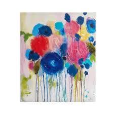 Pink Abstract Painting Large Wall Art Living Room Decor Blue Canvas Print Line Artwork Home Office Decoration 24x20 Inch
