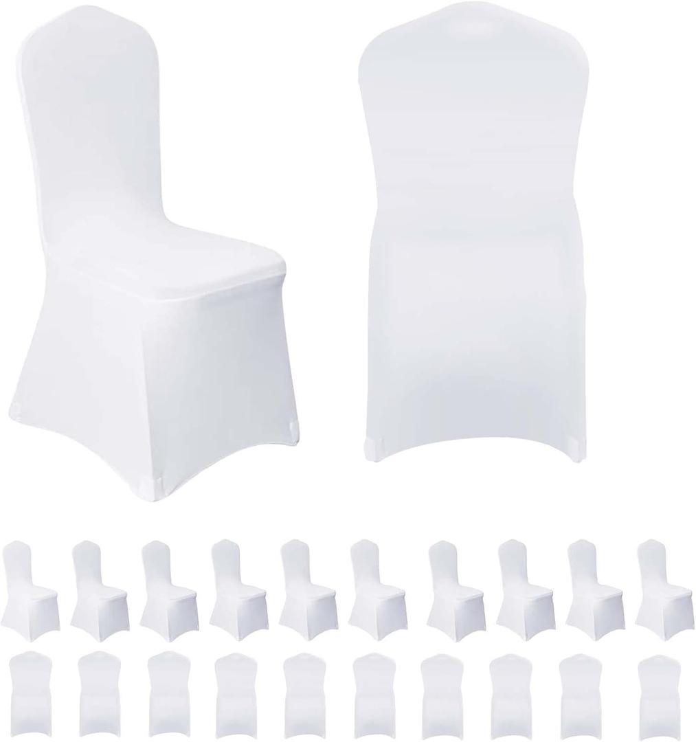 Vencede 30pcs White Stretch Spandex Chair Cover, Chair Covers for Wedding, Universal Fitted Chair Cover Protector for Party, Banquet, Event, HotelWhite 30PCS