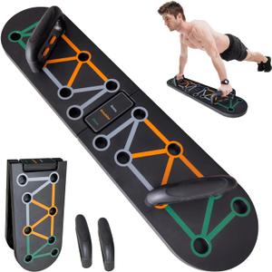Foldable Push Up Board System 10-in-1 Multifunctional Push Up Bar for Full-Body Strength Training with Pushup Handles, Portable Home Gym Equipment Chest & Arm Muscle Builder for Men & Women