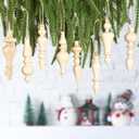Namalu 8 Pcs Christmas Ball Drop Ornaments 4 Inch Wooden Simple Elegant Shatterproof Finial Christmas Decoration for Xmas Trees Drop Hanging Ornaments Wreaths Garland Mantel Shelf Decor (Burlywood)
