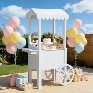 imprsv Candy Cart, Tool-Free Assembly Dessert Cart PVC Candy Cart with Wheels for Party Birthday Decor