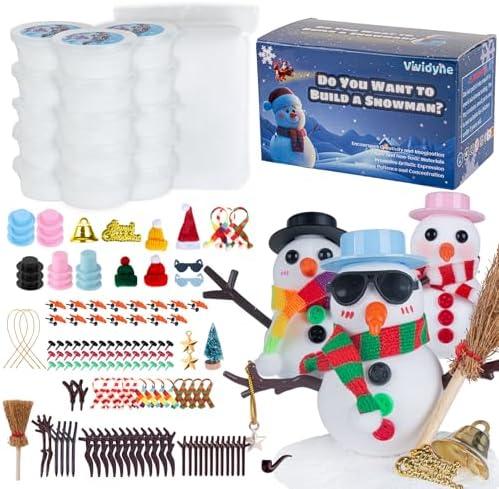 15 Pack Build a Snowman Kit, DIY Christmas Crafts for Kids & Adults, Christmas Stocking Stuffers, Air Dry Modeling Clay Snowman Making Kit, Kids' Xmas Snowman Crafts Gift for School Winter Party Fun