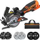 DOVAMAN Circular Saw, 5.8A 4-1/2" Circular Saw w/Laser, Metal Auxiliary Handle, 6 Blades (4", 4"), Cutting Depth 1-11/16" (90), 1-3/8" (45), Ideal for Wood, Soft Metal, Plastic, Tile - MCS01A