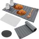 Stone Drying Mat for Kitchen Counter - Large Slats Dark Gray Foldable Diatomaceous Earth Dish Drying Mat | Foldable and Super Absorbent Dish Drying Stone Mat (12 Slats - XL)
