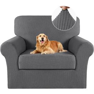 Turquoize 2 Piece Chair Covers Chair Slipcovers for Living Room Armchair Sofa Covers Chair Couch Cover with Arms Washable Furniture Protector for Chairs Feature Thick Fabric (Chair,Charcoal Gray)