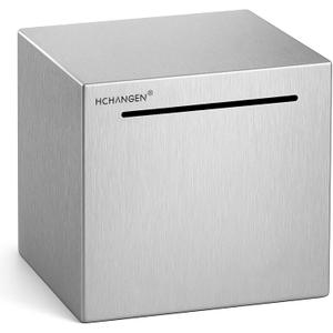 Stainless Steel Piggy Bank for Adults and Kids, Must Break to Open Metal Money Bank, Unopenable Saving Box for Cash (Silver, 4.72inches)