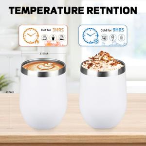 12oz Tumbler with lid, Stainless Steel Travel Mugs Stemless Double Wall Insulated Coffee Cup, Insulated Drink Glasses Travel Tumbler for Cold & Hot Drinks(Pack Of 4)