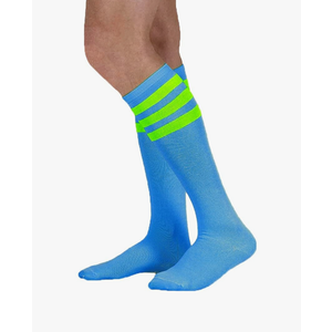 NEON NATION Unisex Knee High Team Tube Socks with Various Colored Stripes- Lightweight and Breathable