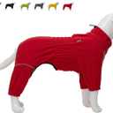 Lovelonglong Warm Dog Coat, Windproof Jacket for  Dogs, 4 Legged Fleece Winter Coat with Zippered Closure, Red XXXXL