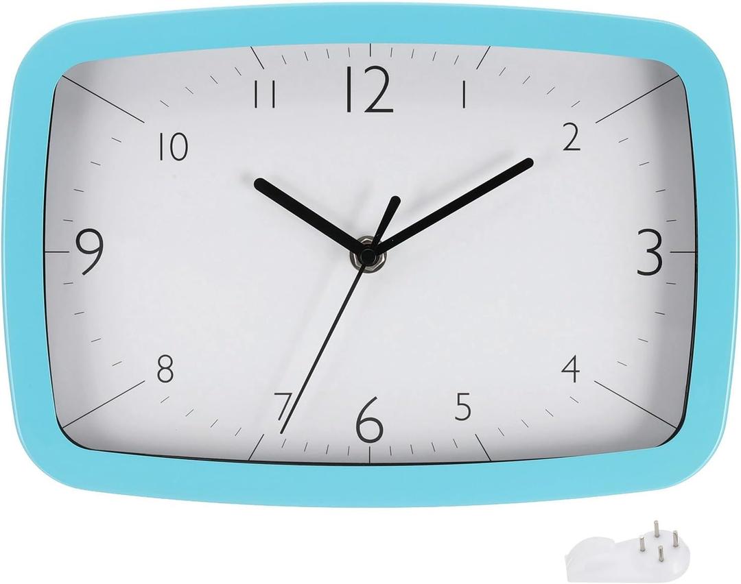 PATIKIL 11 Inch Rectangle Wall Clock, Silent Non-Ticking Modern Wall Clocks Quartz Battery Operated Decorative for Office, Bedroom, Living Room, Library, Blue