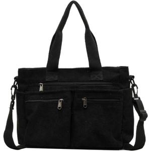 Makukke Tote Bag Women Large Crossbody Bag Stylish Handbag for Women Corduroy/Canvas Hobo Bag Fashion shoulder Bag Purse (Black)